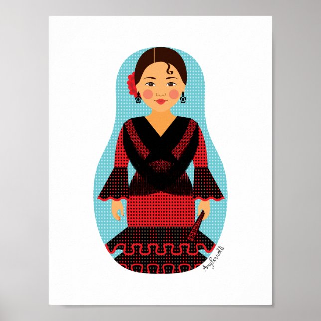 Spaniard Red Dress Matryoshka Poster (Frente)