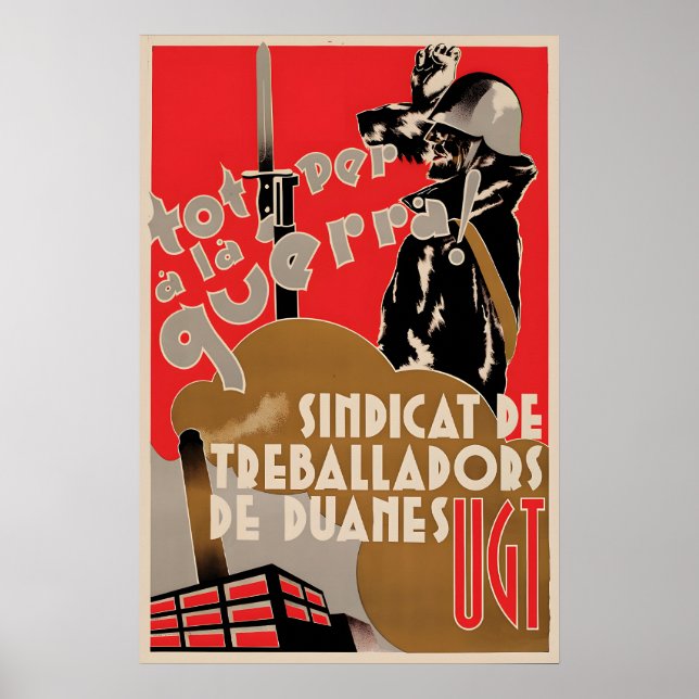 Spanish Civil War Poster All for war! Customs (Frente)