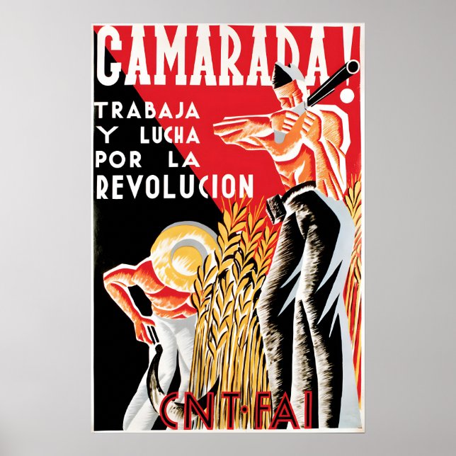 Spanish Civil War Poster Comrade! Work and fight (Frente)