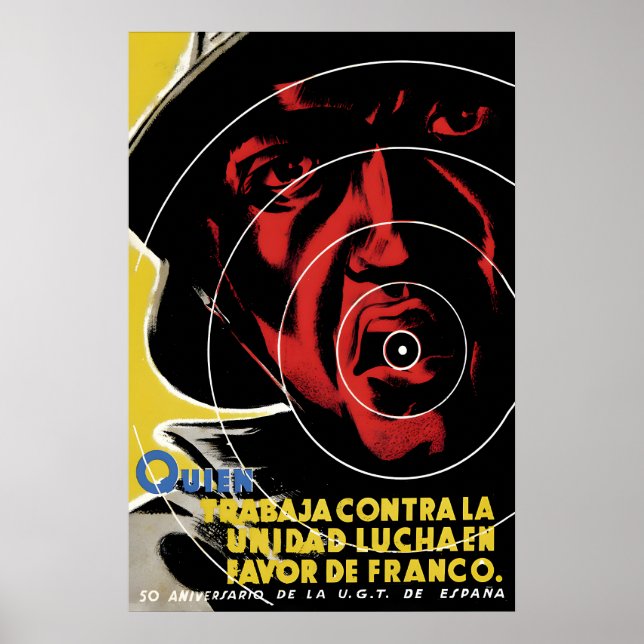 Spanish Civil War Poster Who works against unity (Frente)