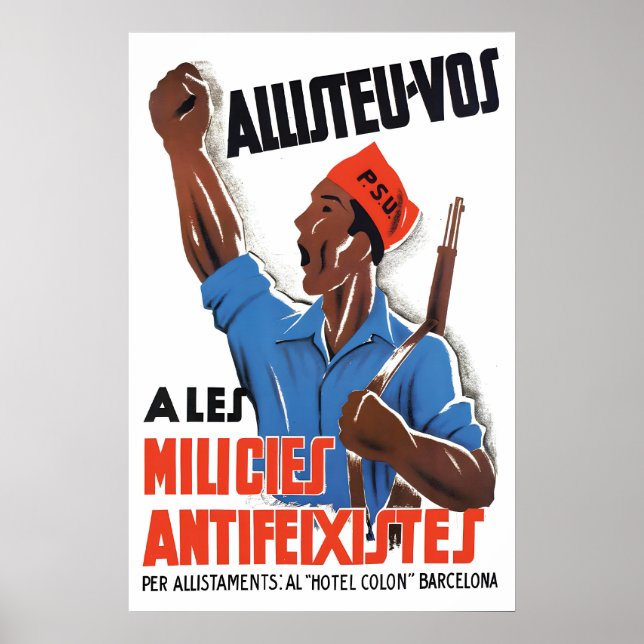 Spanish Civil War Propaganda Poster  Join the (Frente)