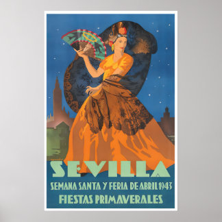 Spanish Gifts Seville Travel Poster Spain Festival