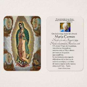 Spanish Guadalupe Mary Funeral Prayer  Holy Card