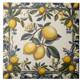 Spanish Lemon Branch Lemons Leaves Blue & White