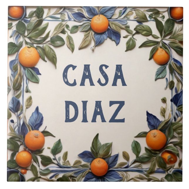 Spanish Oranges Custom House Name Plaque Sign (Frente)