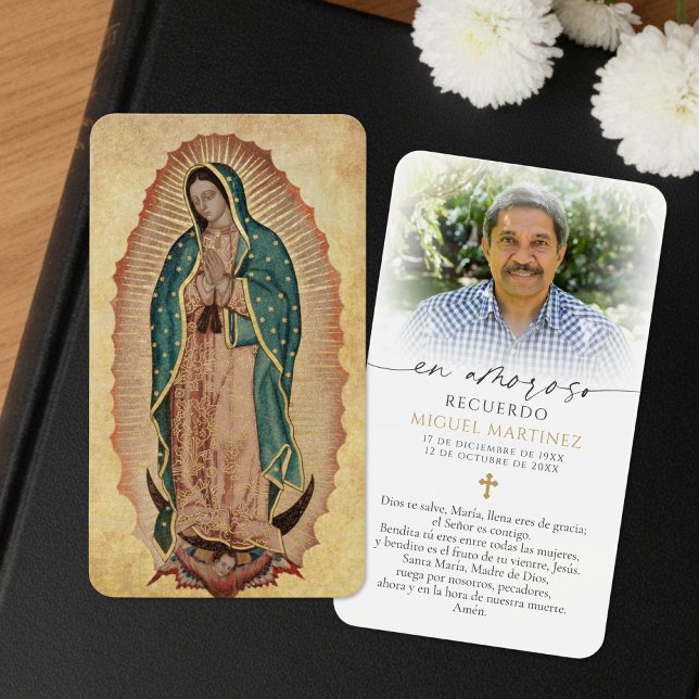 Spanish Our Lady of Guadalupe Sympathy Prayer Card (Criador carregado)
