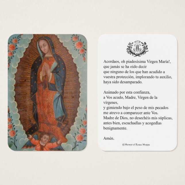 Spanish Virgin Mary Prayer Memorare Holy Card (Frente & Verso)