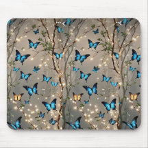 SPARKLE BLUE BUTER Fly on Mousepad