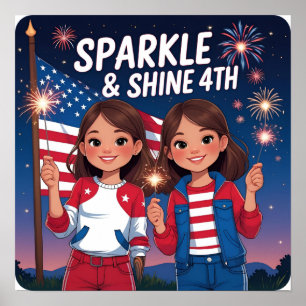 Sparkle e Shine 4th Kids Poster Impressão