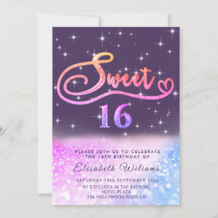 Sparkle Glam chic glitter script ombre Convite