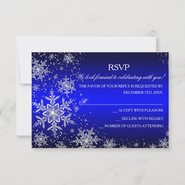 Sparkle Snowflake Blue Christmas Party RSVP (Frente)