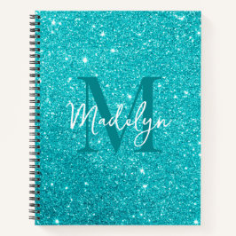  sparkles Blue glitter monogram name girly