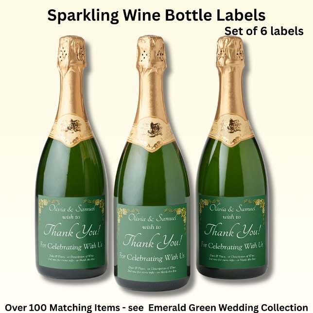 Sparkling Wine Bottle Labels, Emerald Green & Gold (Criador carregado)