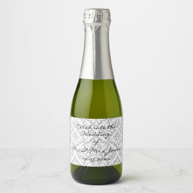 Sparkling Wine (or Wine) Bottle Labels - White & G (Frente)