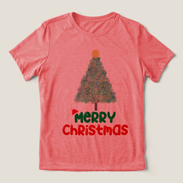Sparkly Christmas Tree "Merry Christmas" Women's T (Design frontal)