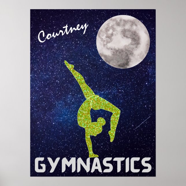 Sparkly Gymnast in Space by the Moon Poster (Frente)