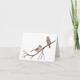 Sparrows em um Cartão de Nota de Ramificação