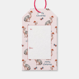 Sphynx Cat Santa Hat - Etiqueta de presente de Nat