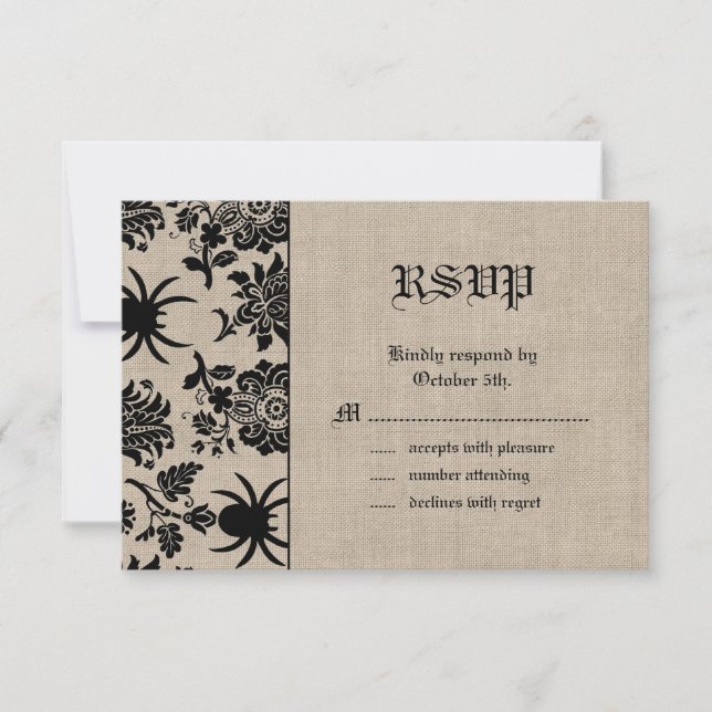 Spider Damask em Burlap RSVP (Frente)