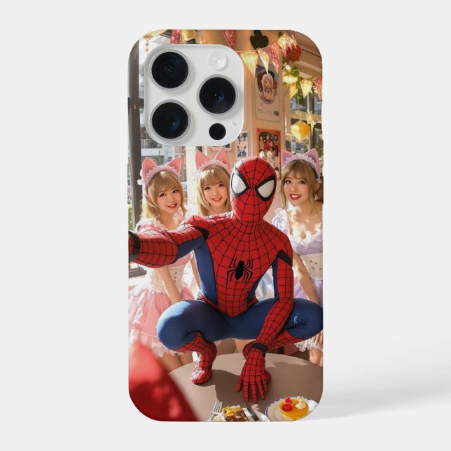 Spider-man takes a selfie with cute japanese maids (Verso)