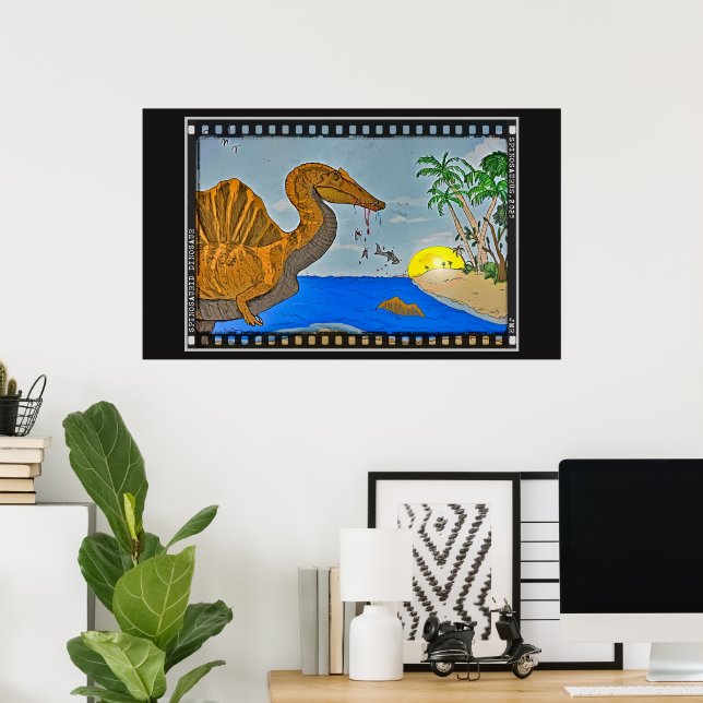 Spinosaurus Film Reel Dinosaur Archival Poster (Escritório em casa)