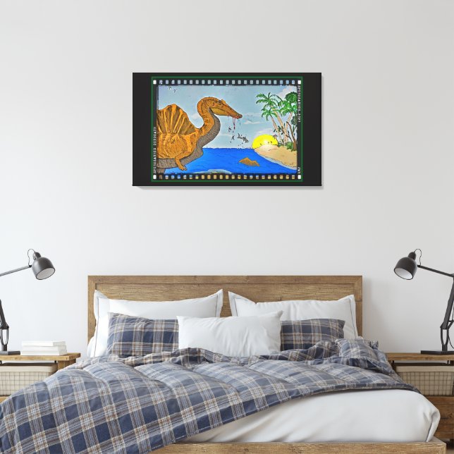 Spinosaurus Film Reel Dinosaur Canvas Print (Insitu(Quarto))