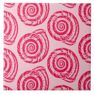 Spiral Seashell Block Impressão, Coral Rosa e Fuch