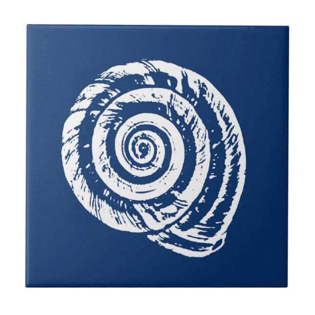 Spiral Seashell, Cobalt Azul e Branco (Frente)