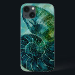 Spiral Turquoise Conch Shell<br><div class="desc">In this vivid image,  you can see in vintage natural and unique style of the turquoise Conch shell up close. This unique type of art has black shading to accent the spiraling of this conch shell. Get this conch shell with an turquoise background on your product today.</div>