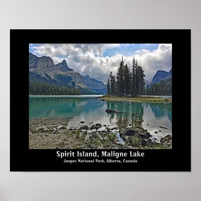 Spirit Island Maligne Lake Landscape Design Poster (Frente)