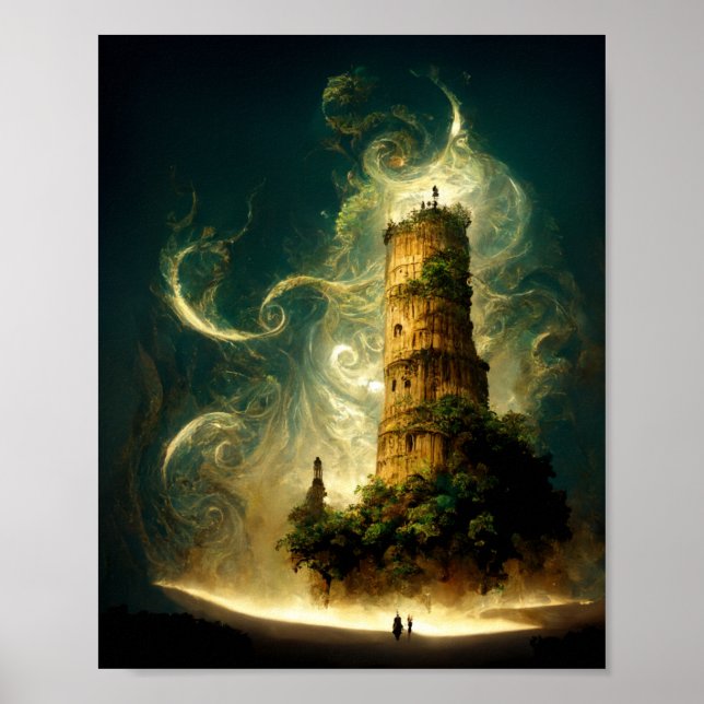 Spirit Tower Fantasy Sci-Fi Art Poster (Frente)