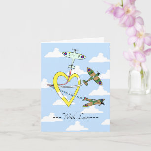 Spitfire Blue Sky com cartão de coração de amor