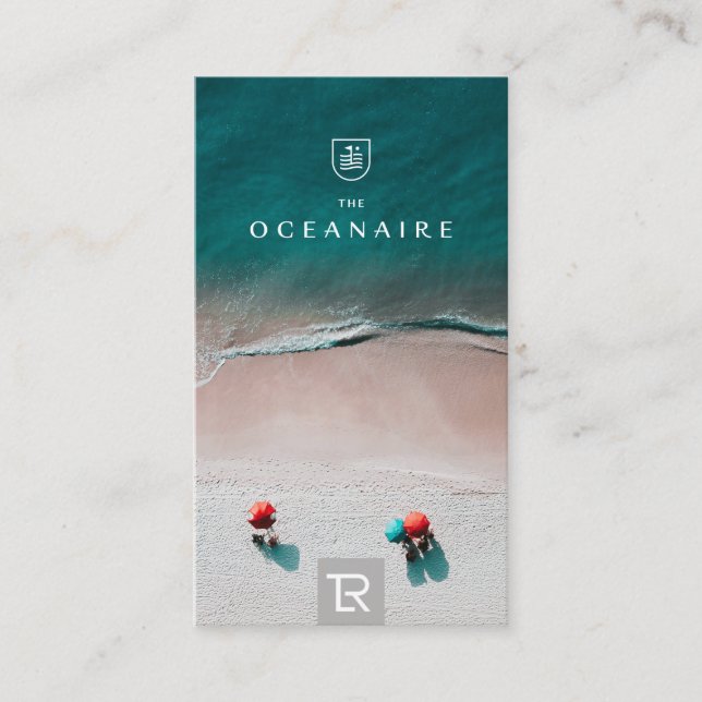 Splash Beach Scene Logotipo Cartão de visita QRCOD (Frente)