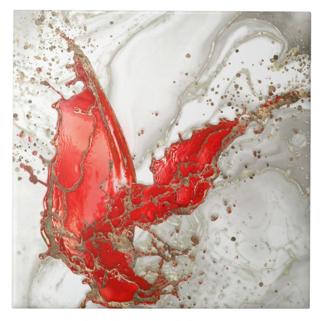Splash de Mármore Líquido Vermelho e Ouro (Frente)