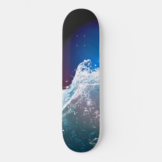 Splashing Wave Dark Blue Deep Red Skateboard (Frente)