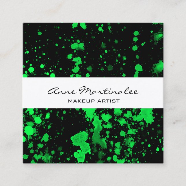 Splatter de pintura verde no Cartão de visita pret (Frente)
