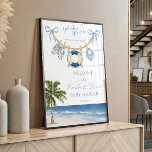Splish Splash Ocean Baby Shower Welcome Poster<br><div class="desc">Adorable baby shower welcome design featuring a sweet nautical clothesline with baby shorts, a bib, and a life preserver in soft blue watercolor tones. The tropical palm tree and peaceful shoreline create a light oceanfront feel, while the airy pastel palette adds a fresh and elegant touch for a baby boy...</div>