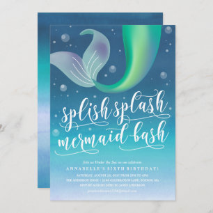 Splish Splash Smermaid Bash Convite de Aniversário