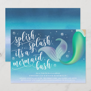 Splish Splash Smermaid Bash Convite de Aniversário