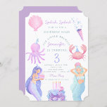 Splish Splash Smermaid Birthday Bash Convite<br><div class="desc">sereia de aquarelas sob o Mar Animais do Mar Aniversário</div>