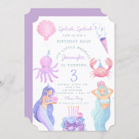 Splish Splash Smermaid Birthday Bash Convite