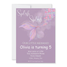 Splish Splash Smermaid Convite de Aniversário