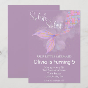 Splish Splash Smermaid Convite de Aniversário