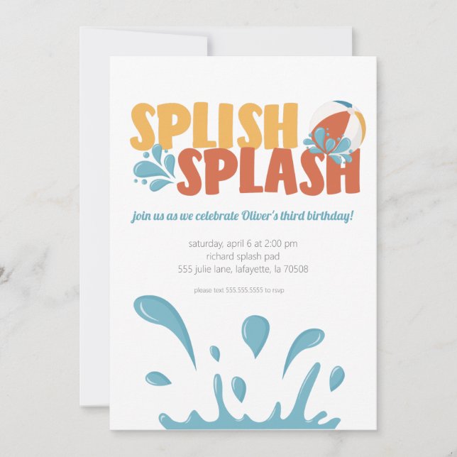 Splish Splash Summer Birthday Bash Convites (Frente)