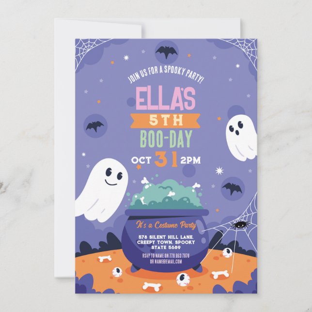 Spookeen Halloween Fantasma Convite para Crianças  (Frente)