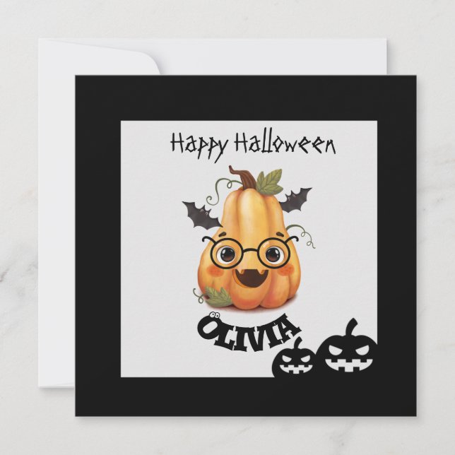 Spookin Pumpkin com óculos Cartão de Dia das Bruxa (Frente)