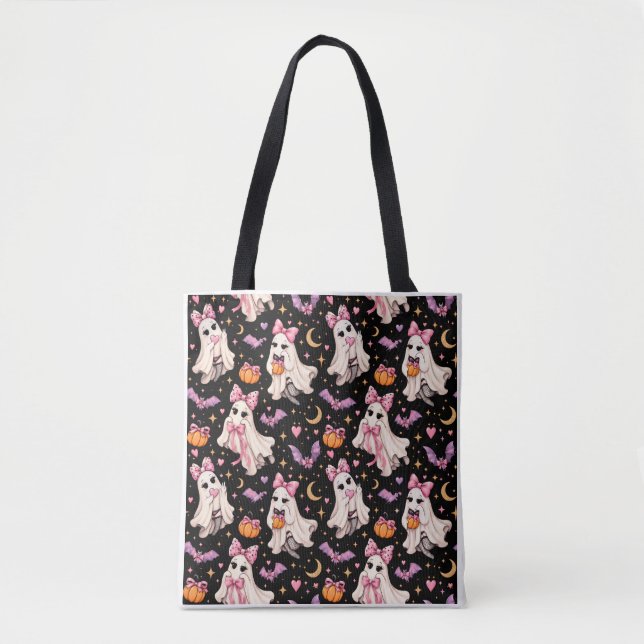 Spooky Coquette Ghost Halloween Tote Bag (Frente)