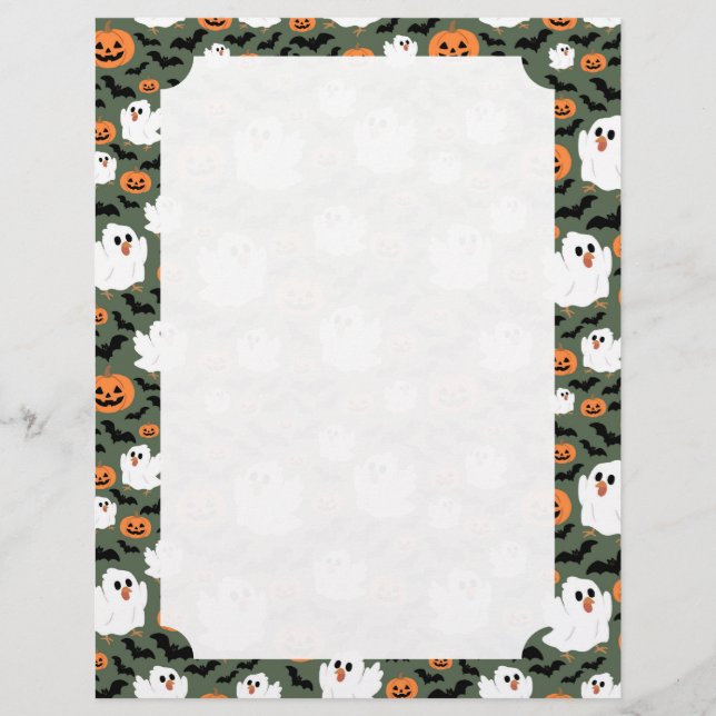 Spooky Cute Ghost Chickens with Pumpkins Card (Frente)