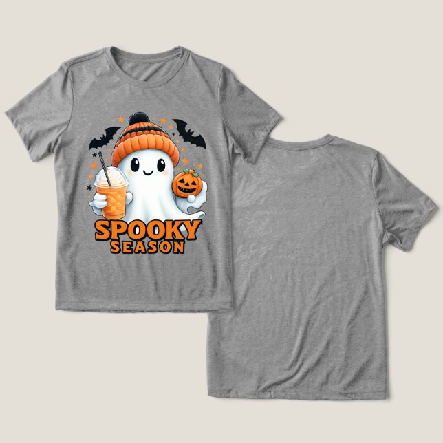 Spooky Cute Ghost T-Shirt, Halloween Ghost Tee  (Design Frente e Verso)