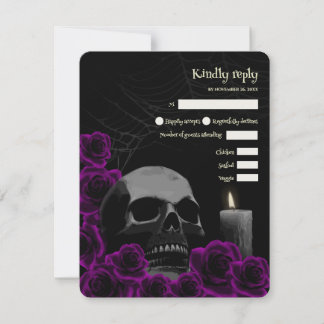 Spooky Gothic Halloween Casando RSVP Rosa Purple